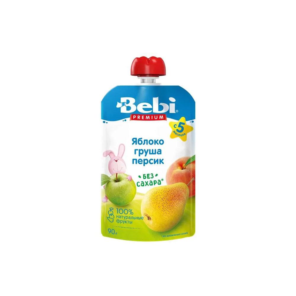 Пюре BEBI фруктовое яблоко груша персик 5м+ 90 гр