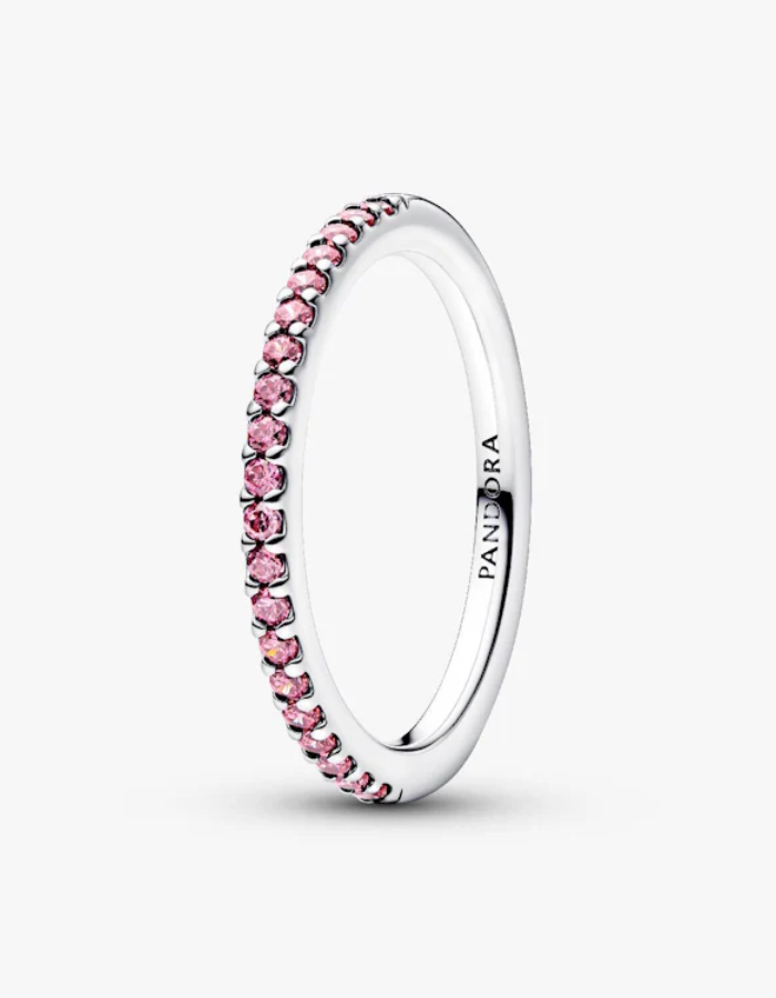 Sterling silver ring with fancy pink cubic zirconia