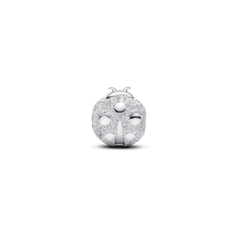 Textured ladybird sterling silver mini charm