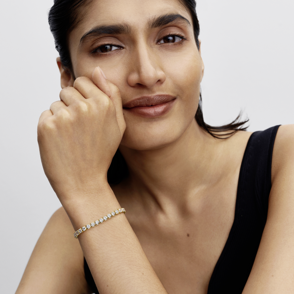 14k gold-plated tennis bracelet with clear cubic zirconia 14k gold-plated tennis bracelet with clear cubic zirconia