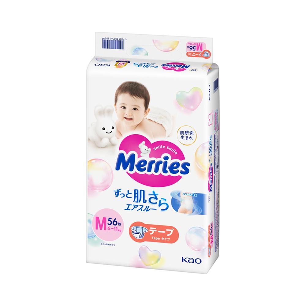 Подгузники Merries размер M 6-11 кг 56 шт