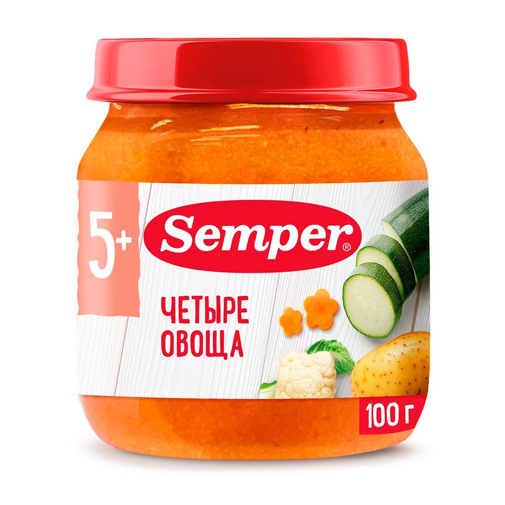 Пюре Semper 4 овоща 5м+ 100гр