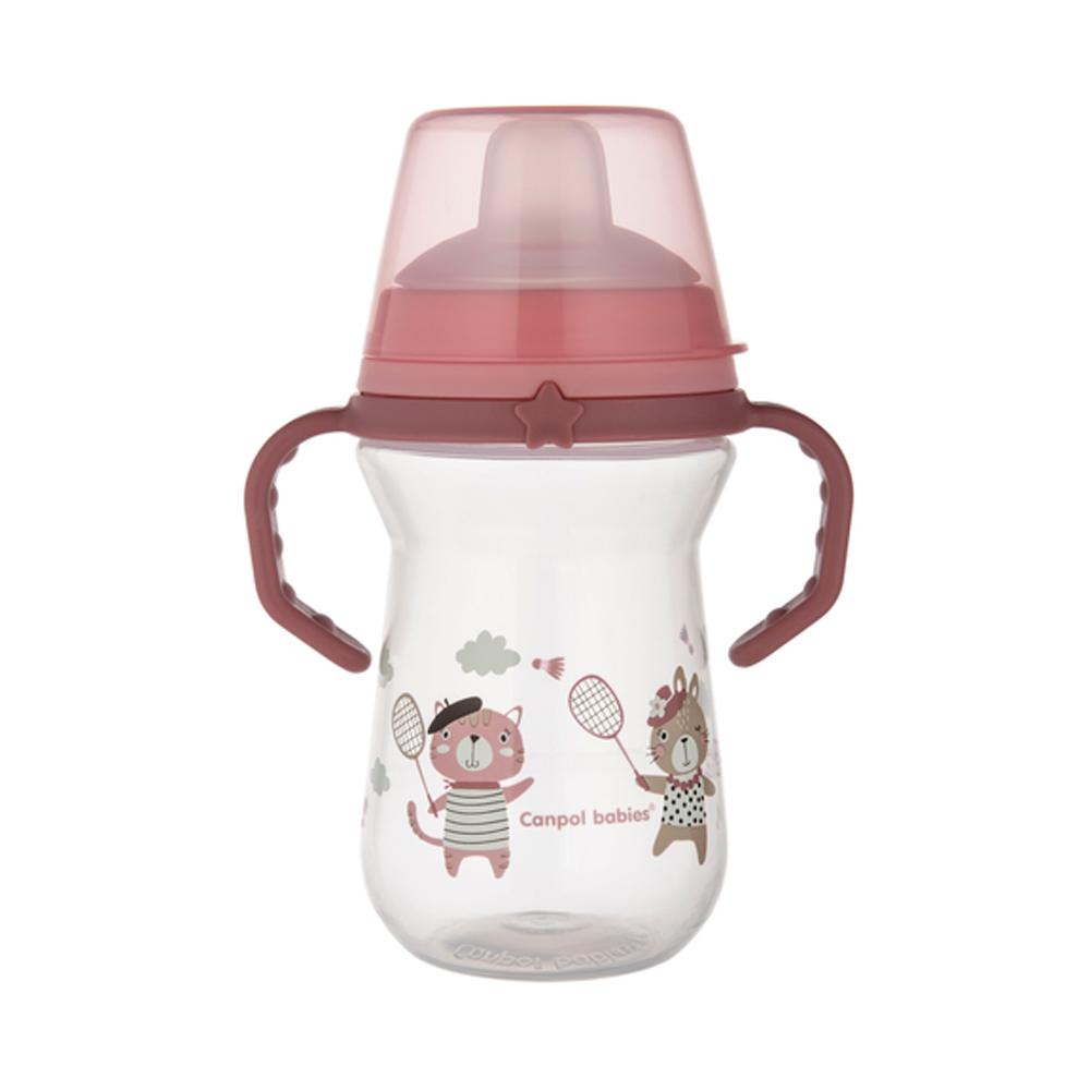 Кружка тренировочная Canpol babies с силиконовым носиком FirstCup BONJOUR PARIS Розовая 250 мл