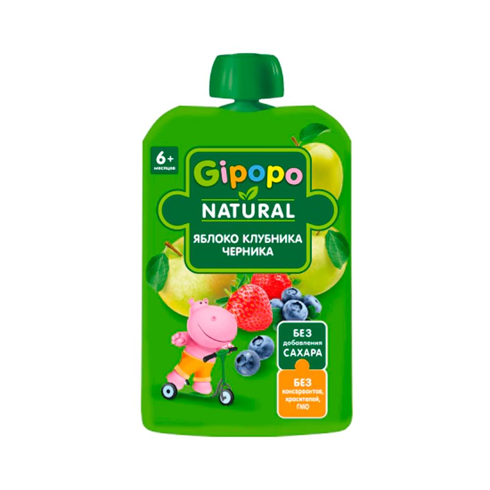 Пюре детское Gipopo Яблоко, клубника, черника, 90г