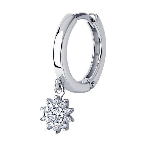 Серьга из серебра с фианитами