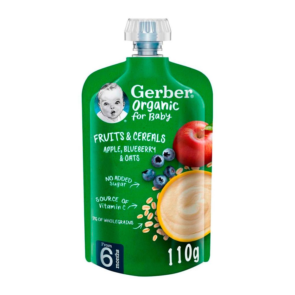 Детское пюре Gerber Organic Яблоко-черника с овсянкой 110 г 6м+