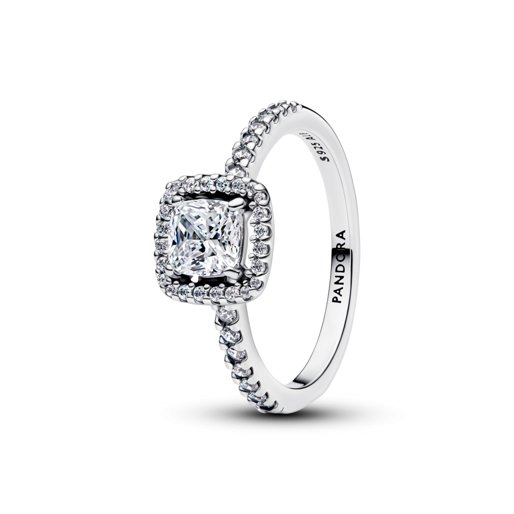 Sterling silver ring with clear cubic zirconia