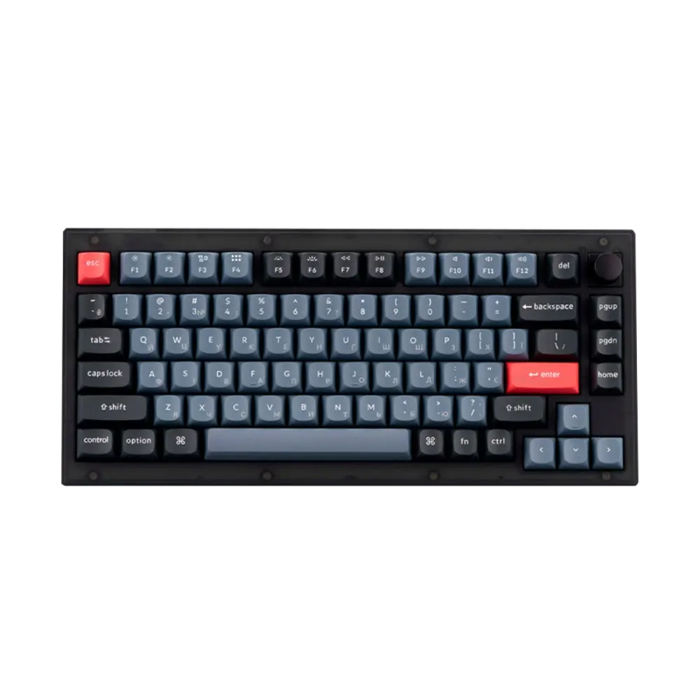 Ansi Machine Key Keychron V1 ANSI 75% 84 Key Frosted Black Full Assembled Knob Red ...