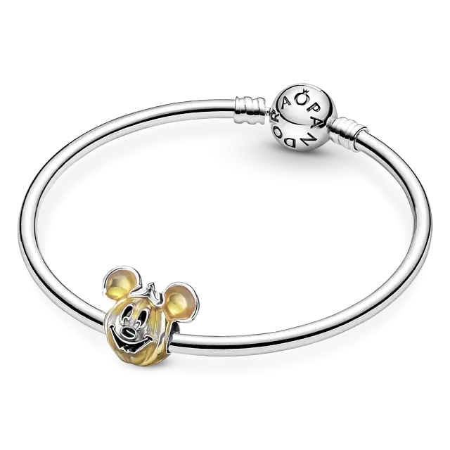 Серебряный шарм Disney Mickey Pumpkin с прозрачной оранжевой эмалью