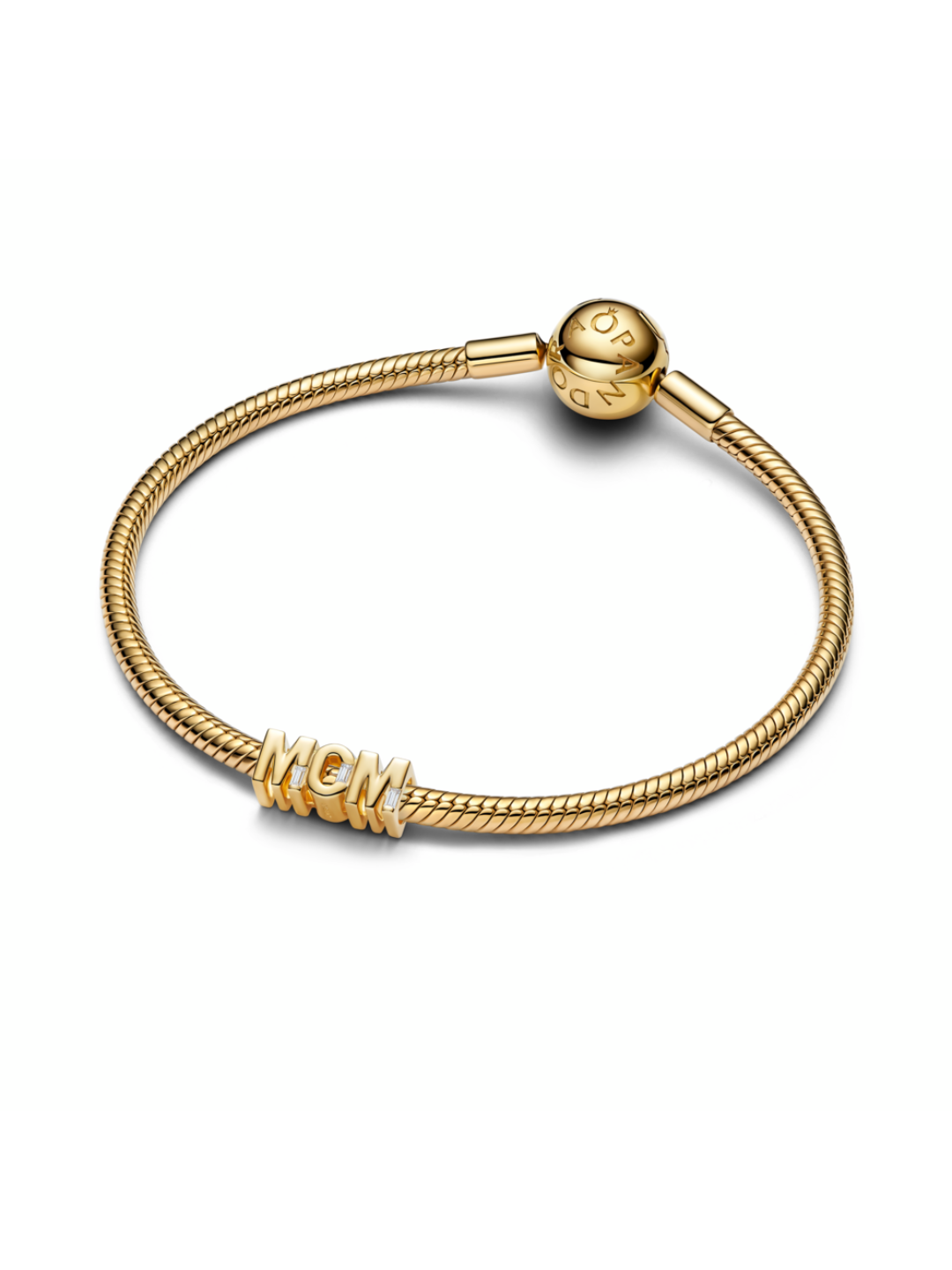 MOM 14k gold-plated charm with clear cubic zirconia