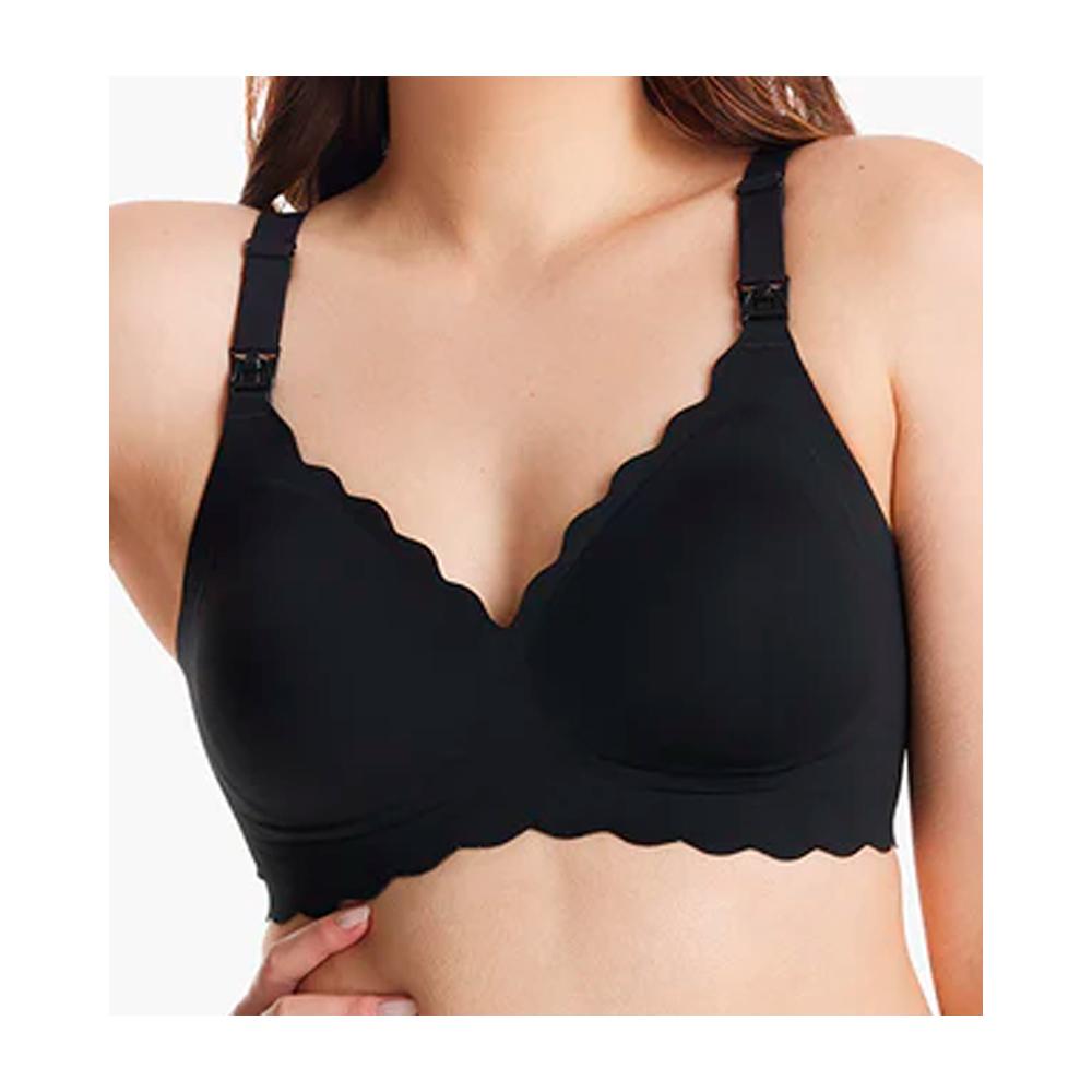 Бесшовный бюстгальтер для кормления Momcozy поддерживающий цветочный Black размер M