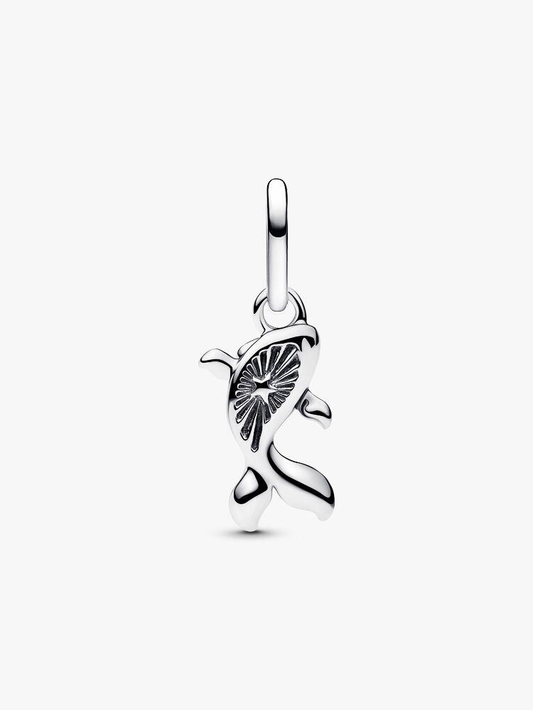 Koi fish sterling silver mini dangle with red Murano glass