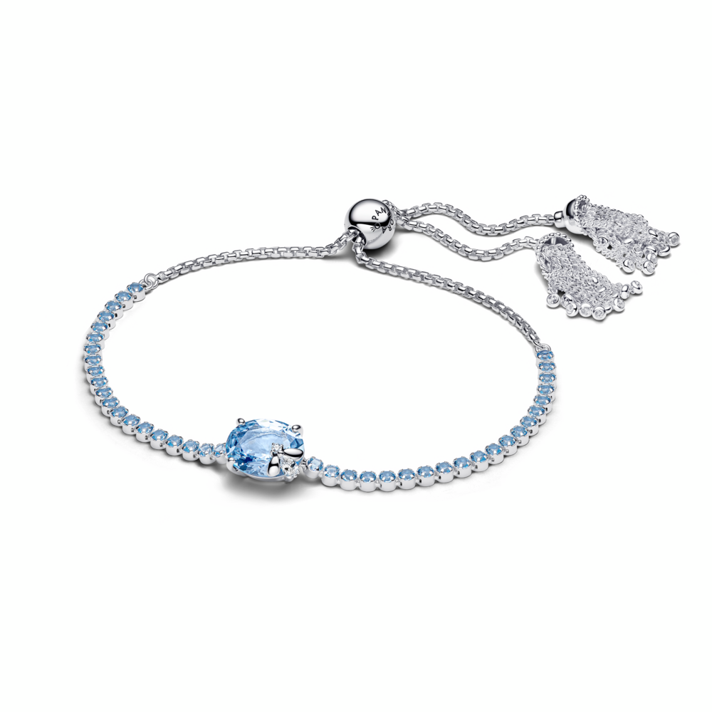 Bee sterling silver slider tennis bracelet with dream blue crystal and clear cubic zirconia Bee sterling silver slider tennis bracelet with dream blue crystal and clear cubic zirconia