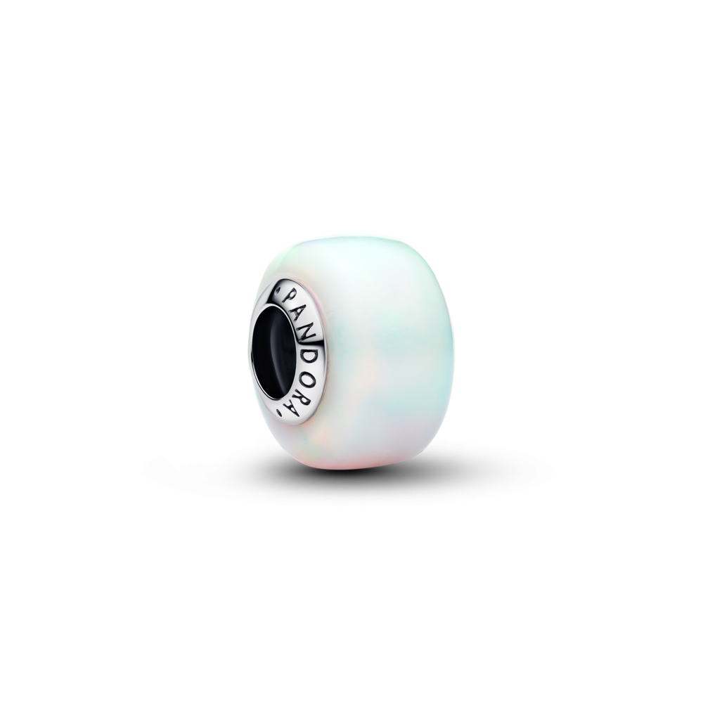 Sterling silver charm with aurora lab-grown opal resin Sterling silver charm with aurora lab-grown opal resin