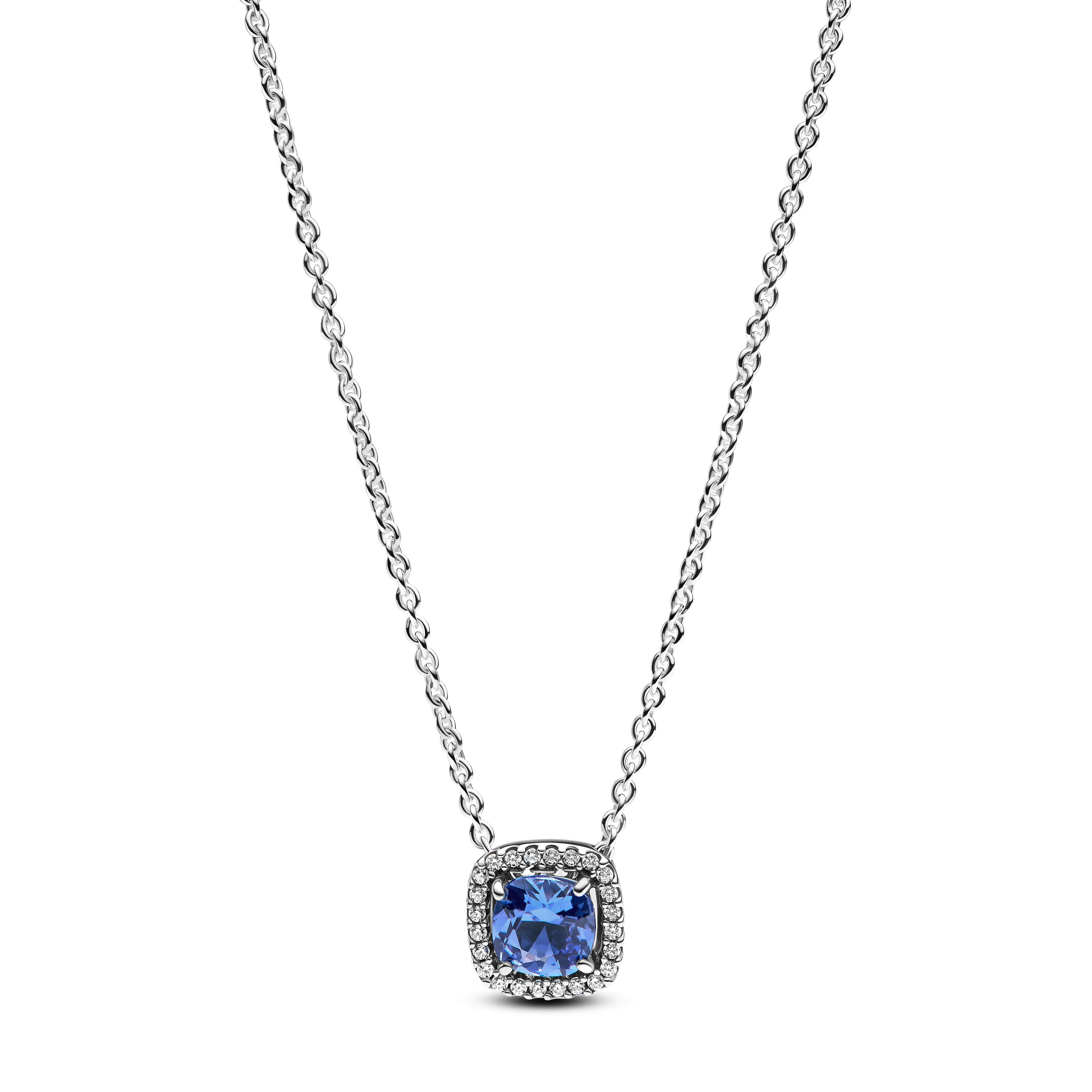 Sterling silver collier with cornflower blue crystal and clear cubic zirconia