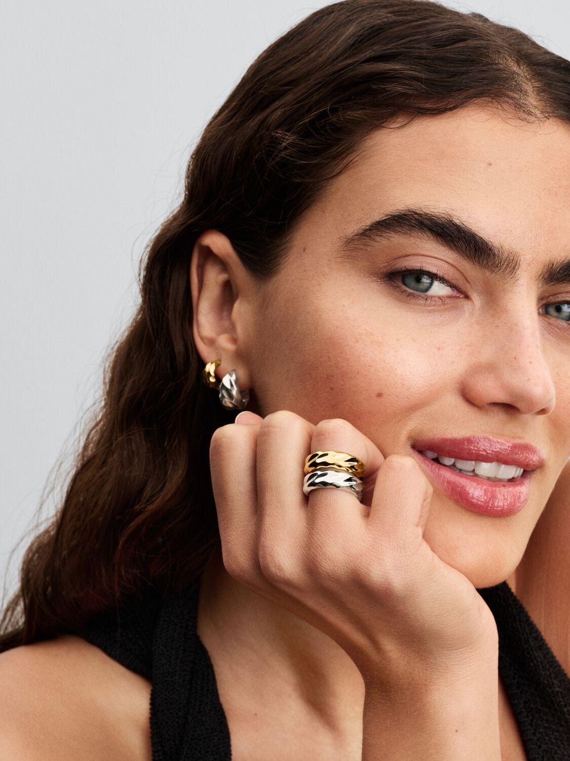 Rippled 14k gold-plated ring