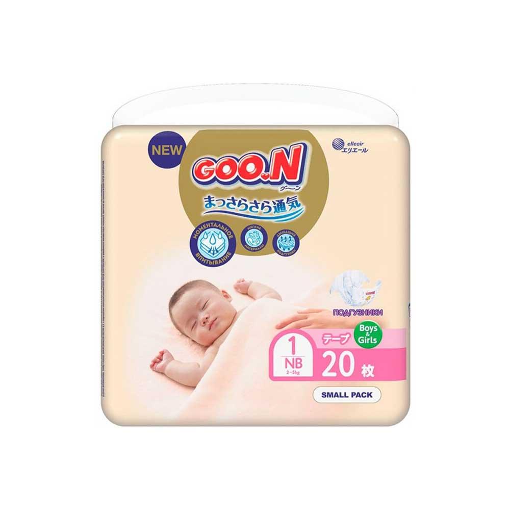 Подгузники GOON Premium Soft размер NB 2-5 кг 20 шт