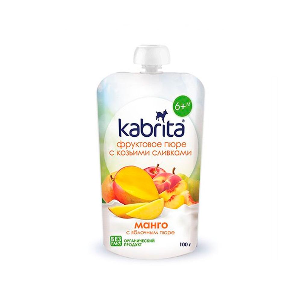 Пюре с козьими сливками Kabrita манго с яблоком 6м+ 100 гр