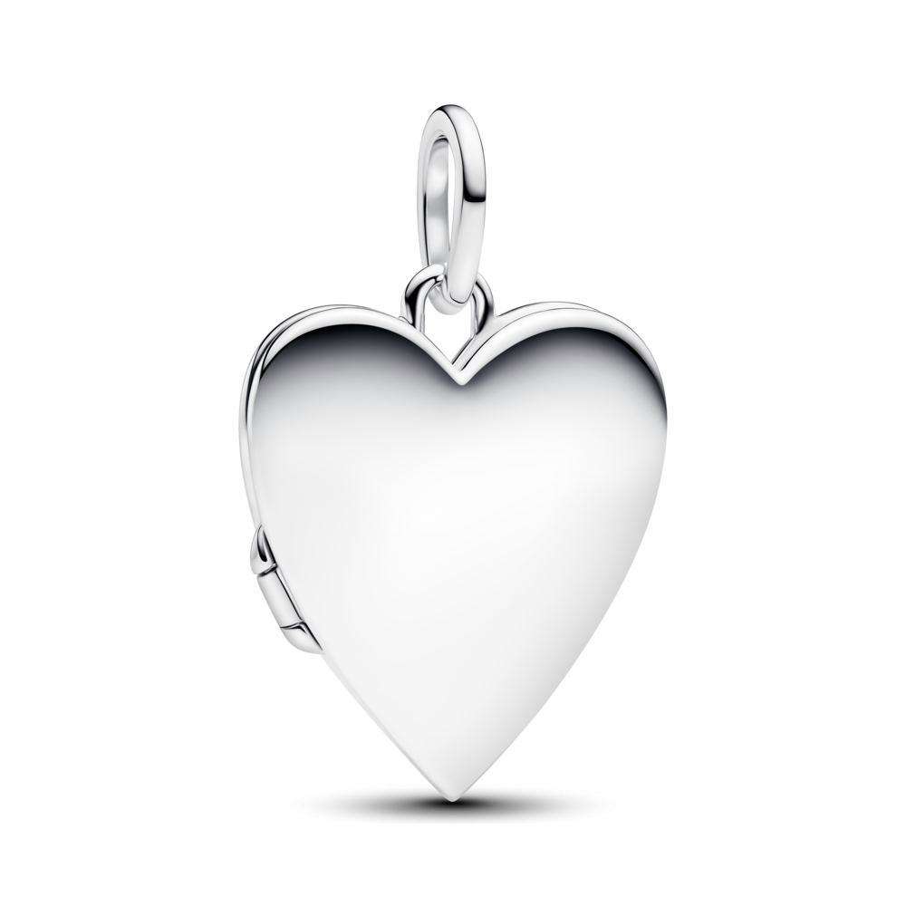 Engravable openable heart sterling silver pendant with magnet and silvery enamel