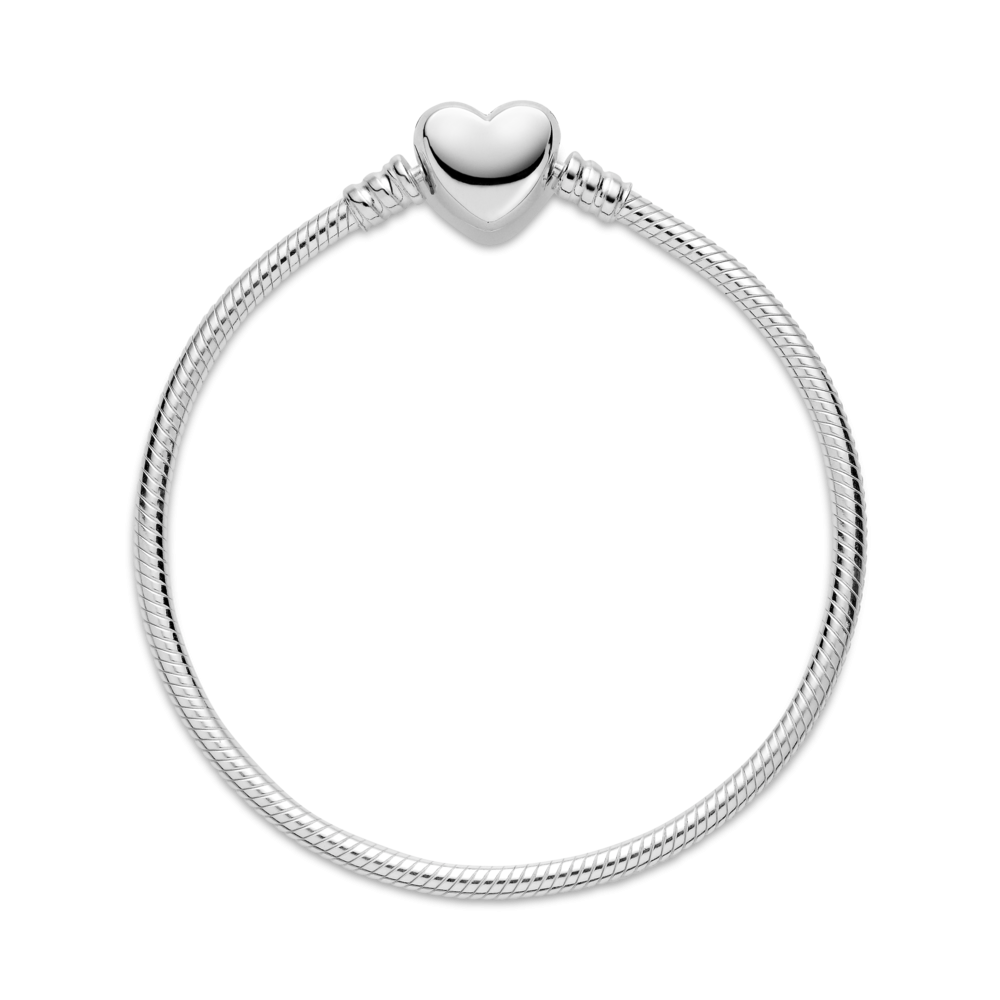 Snake chain sterling silver bracelet with engravable heart clasp