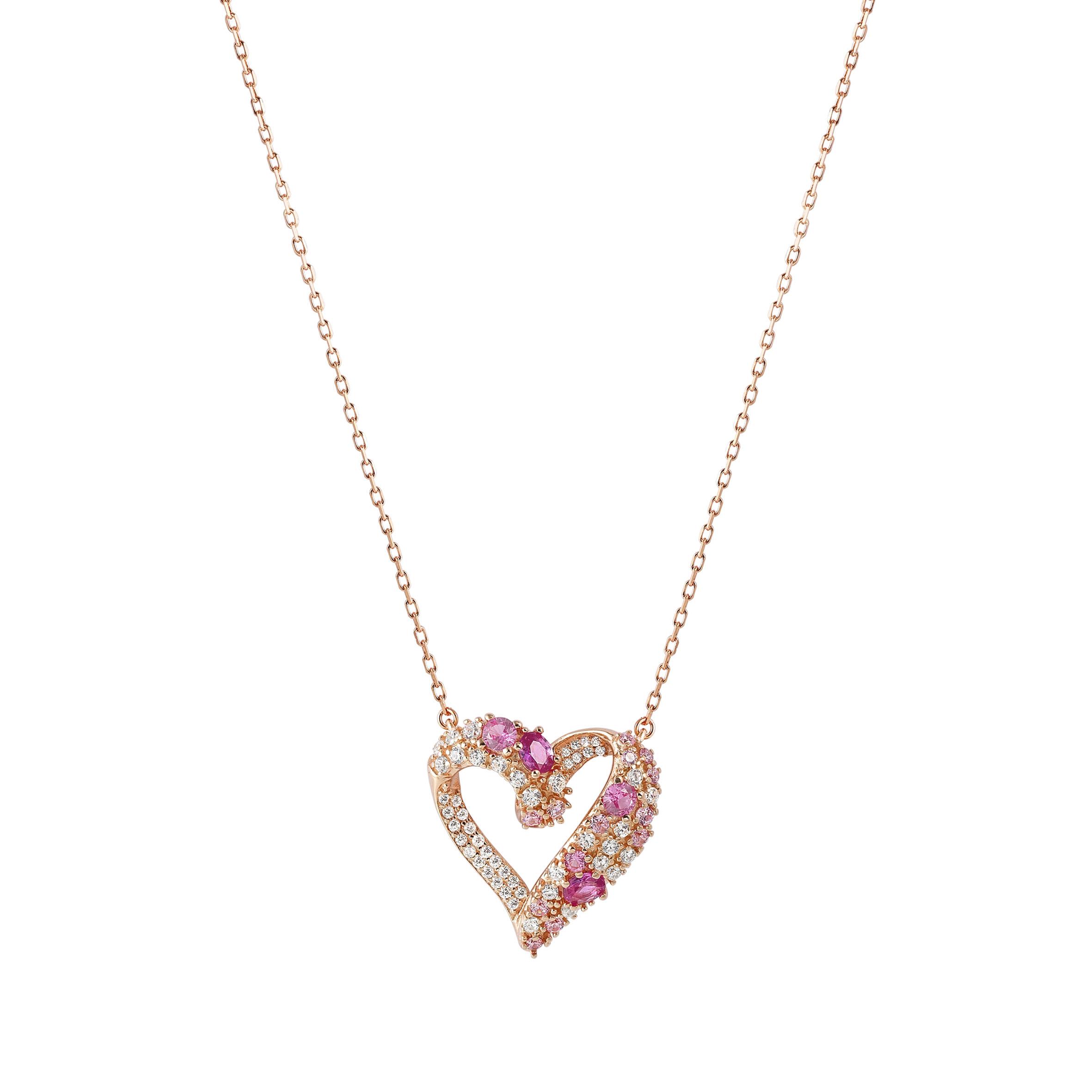 MOSAICA necklace in 925 sterling silver (HEART) and colored cubic zirconia (011_Rose Gold)