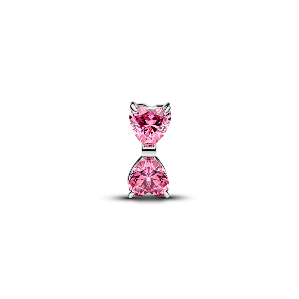 Bow sterling silver charm with fancy pink cubic zirconia Bow sterling silver charm with fancy pink cubic zirconia