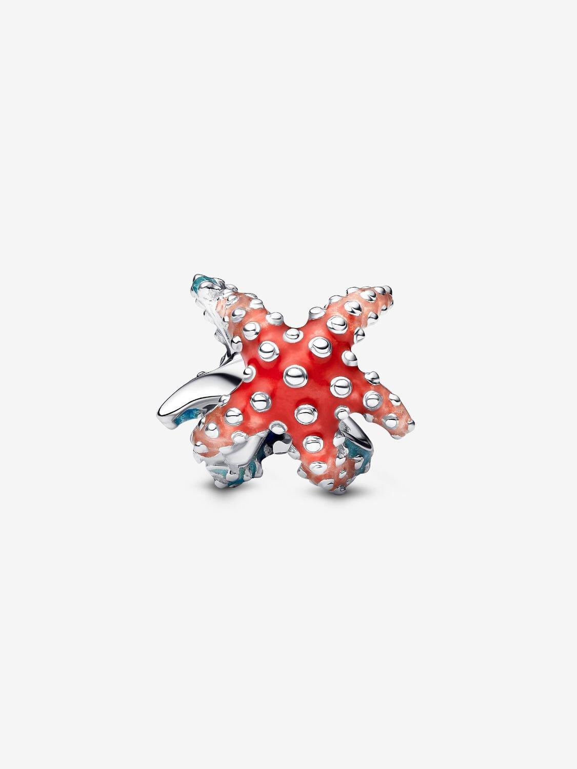 Starfish sterling silver charm with shaded blue and pink enamel