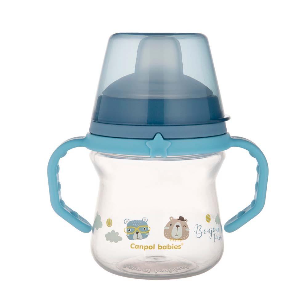 Поильник с силиконовым носиком  Canpol Babies First Cup Bonjour Paris голубой 150 мл
