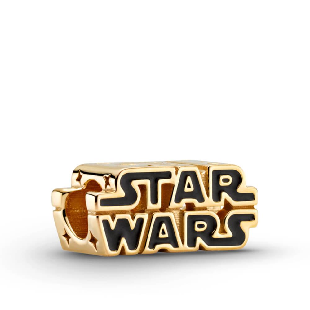 Шарм PANDORA Shine с логотипом Star Wars и черной эмалью