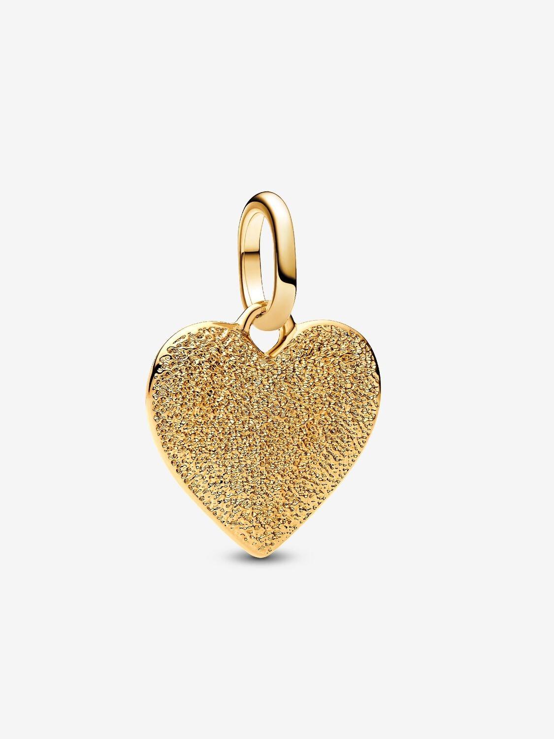 Engravable textured heart 14k gold-plated medallion