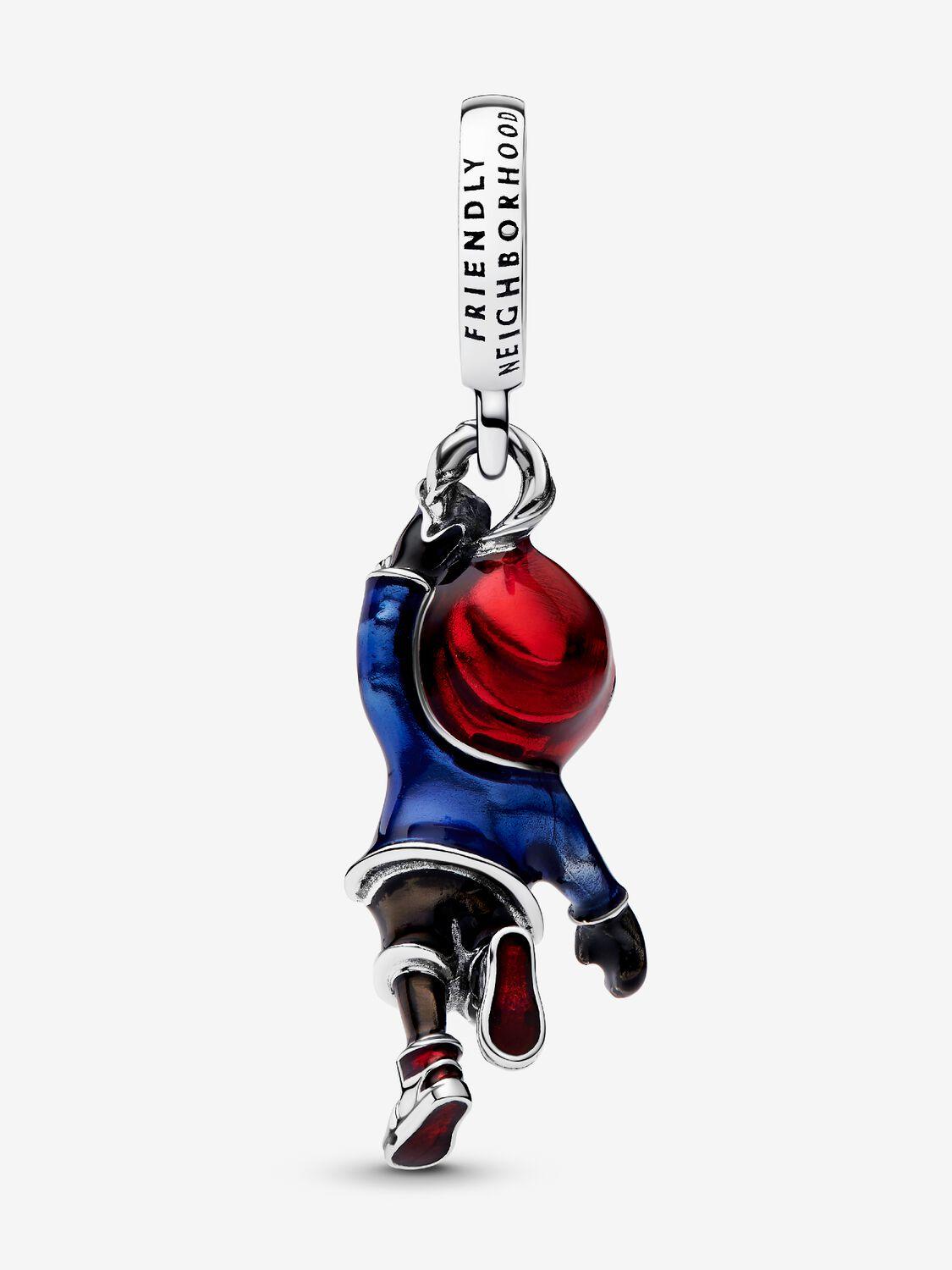 Marvel Spider-Man Miles Morales sterling silver dangle with red, blue, white and black enamel