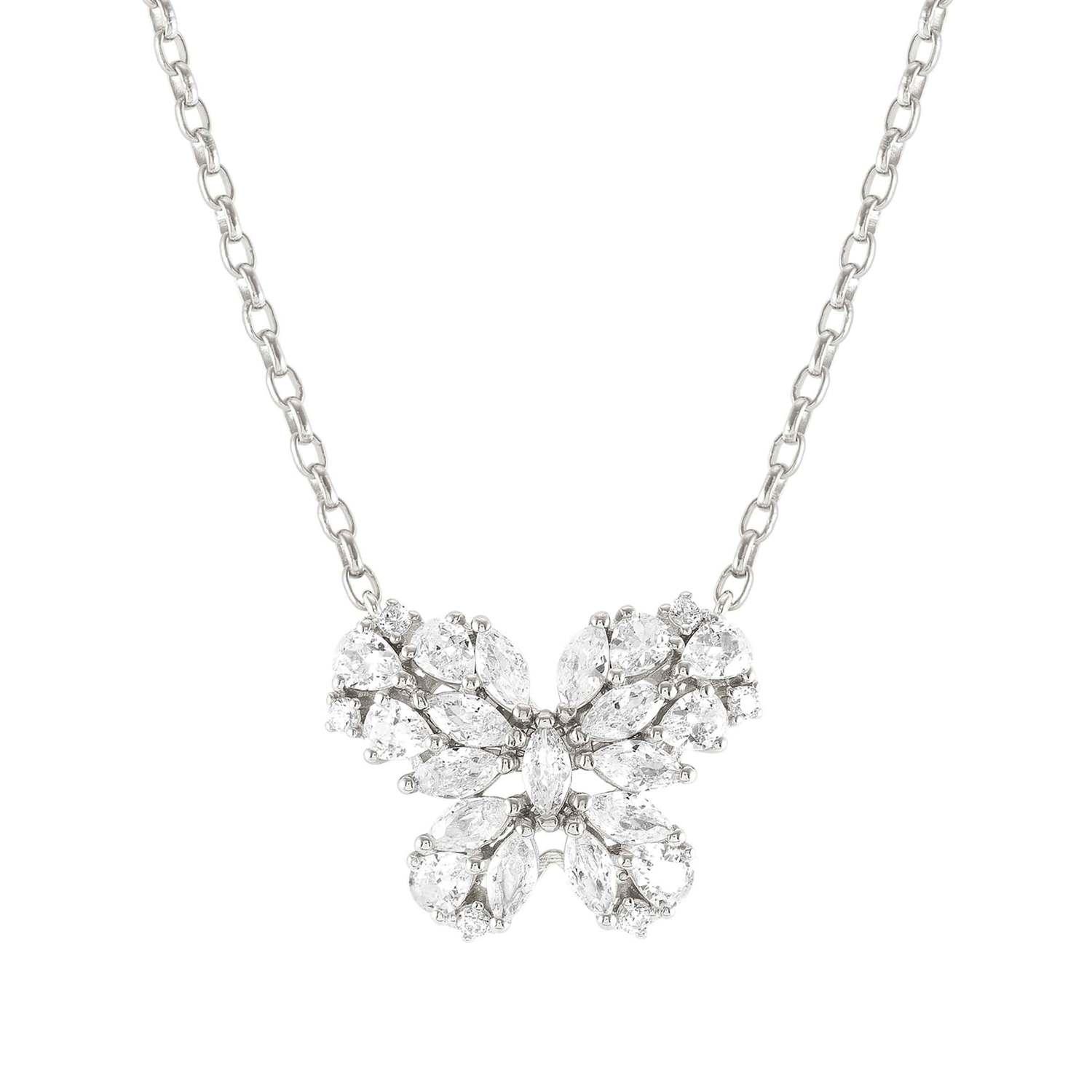 RAYOFLIGHT necklace in 925 sterling silver and cubic zirconia (LARGE) (Butterfly)