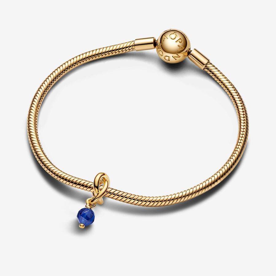 Позолоченная подвеска 14k с голубым кристаллом