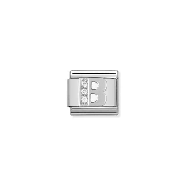 Composable Classic ALPHABETH stainless steel  Cub  zirc and 925 sterling silver (02_B)
