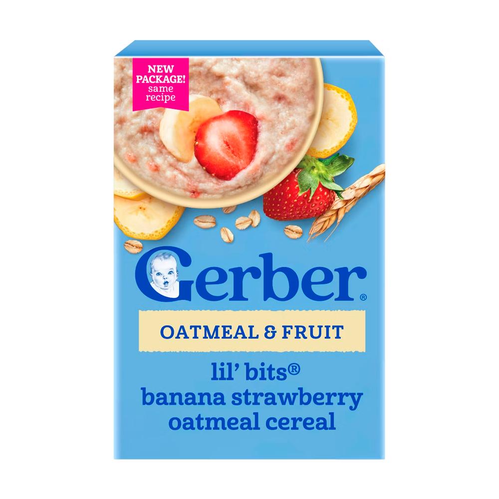 Детская овсяная каша Gerber с бананом и клубникой