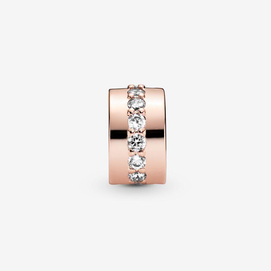 14k Rose gold-plated clip with clear cubic zirconia