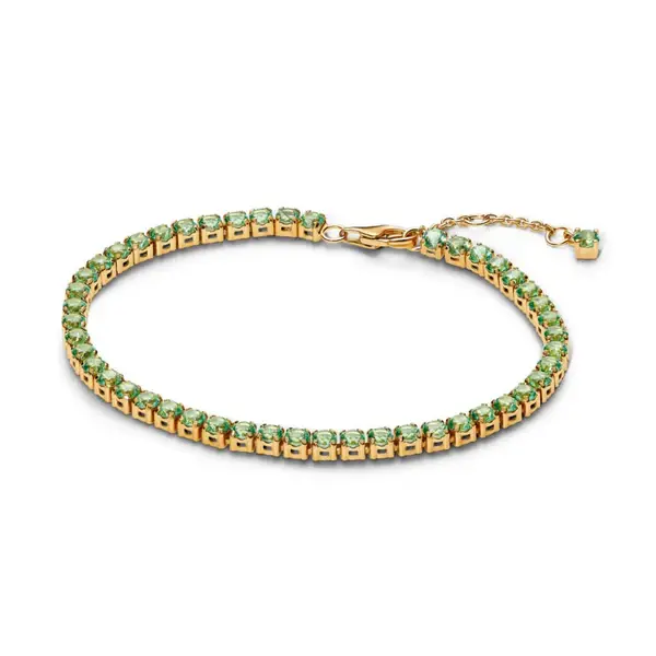 14k gold-plated bracelet with mint green crystal