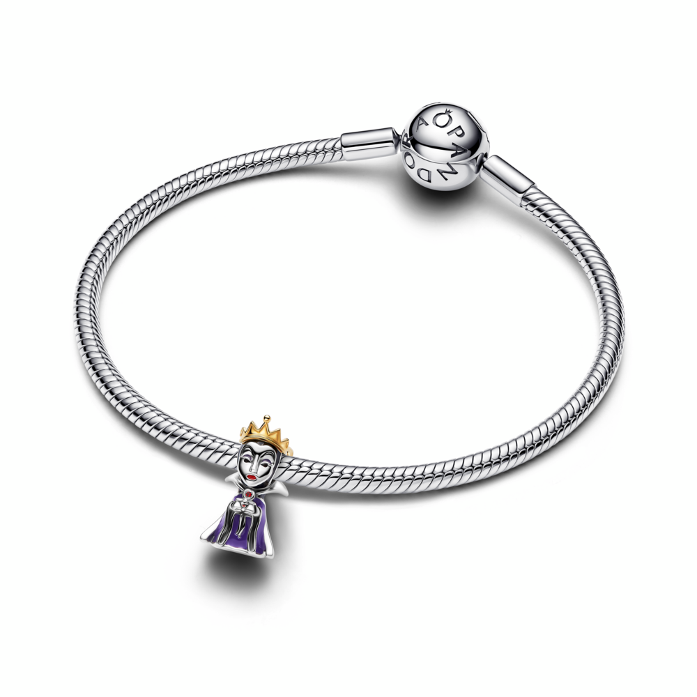 Disney Evil Queen sterling silver and 14k gold-plated charm with salsa red crystal, black, red and purple enamel