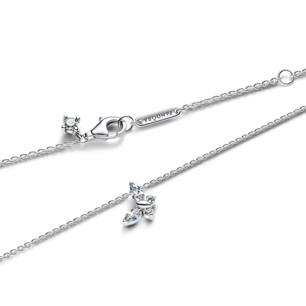 Butterfly sterling silver collier with clear cubic zirconia