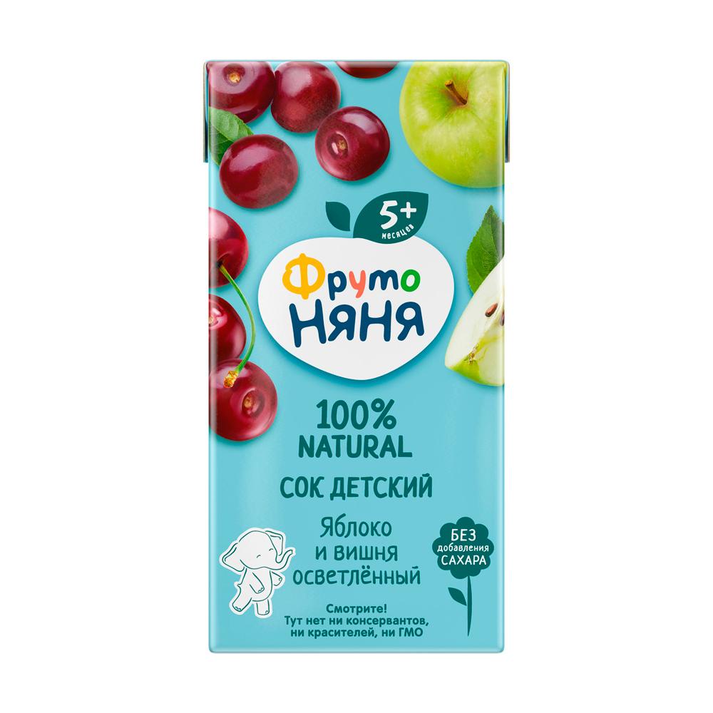 Сок Фрутоняня яблоко вишня осветленный 5м+ 200 мл