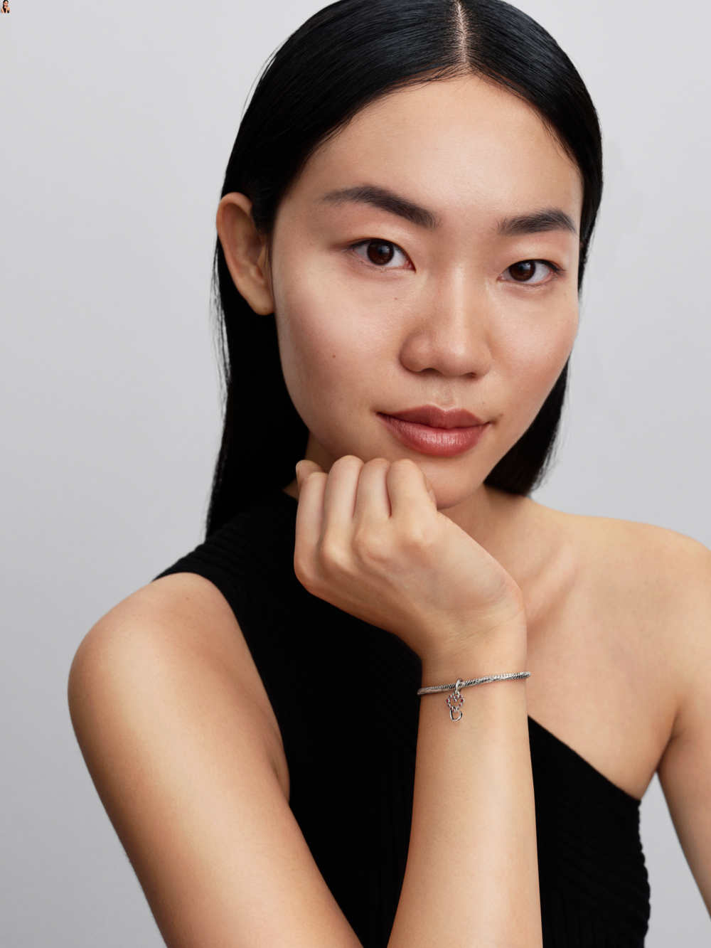 Connected hearts sterling silver dangle with salsa red crystal Connected hearts sterling silver dangle with salsa red crystal