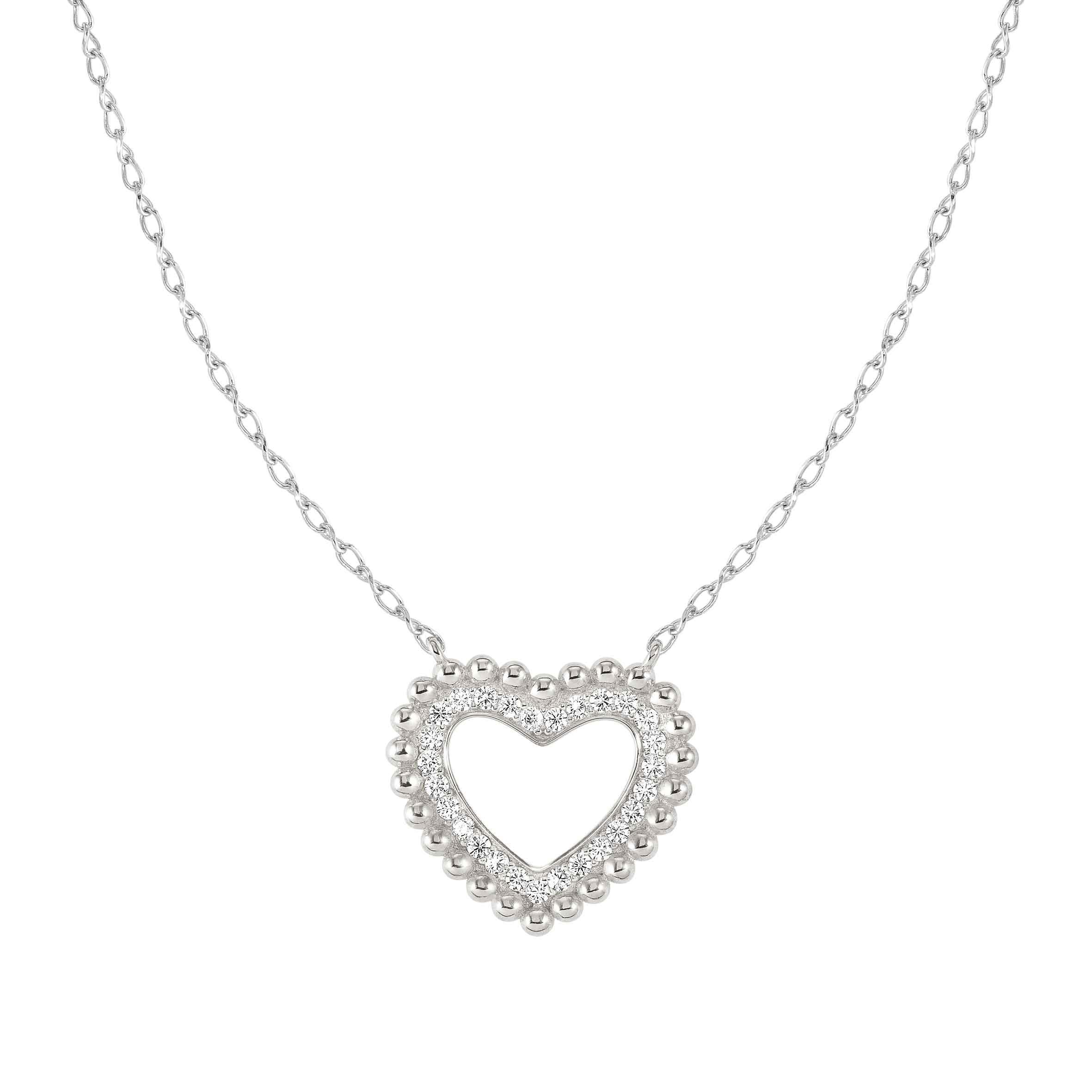 LOVECLOUD necklace in 925 sterling silver and cz (009_Silver Heart)