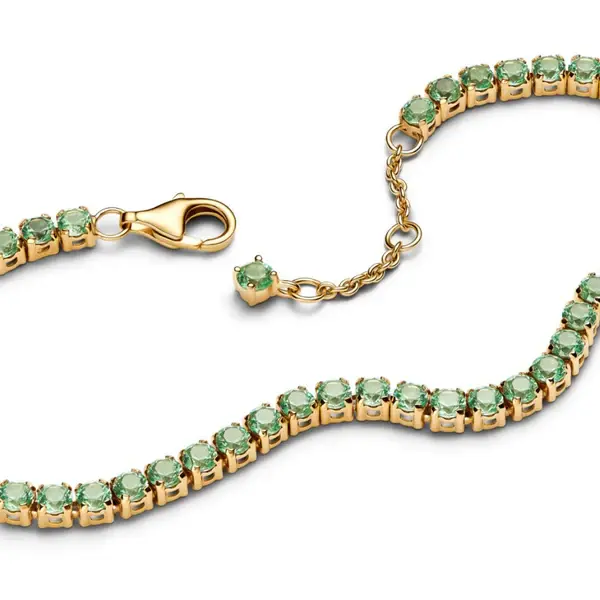 14k gold-plated bracelet with mint green crystal