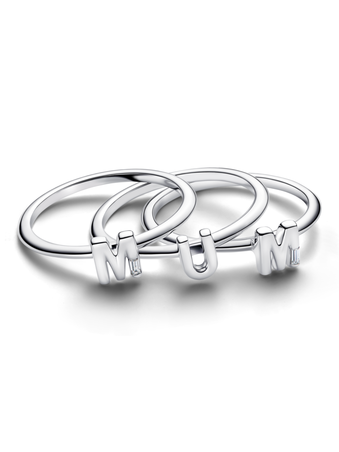 MUM sterling silver splittable ring with clear cubic zirconia