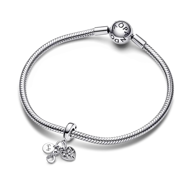 Infinity, disc and heart sterling silver dangle with clear cubic zirconia Infinity, disc and heart sterling silver dangle with clear cubic zirconia