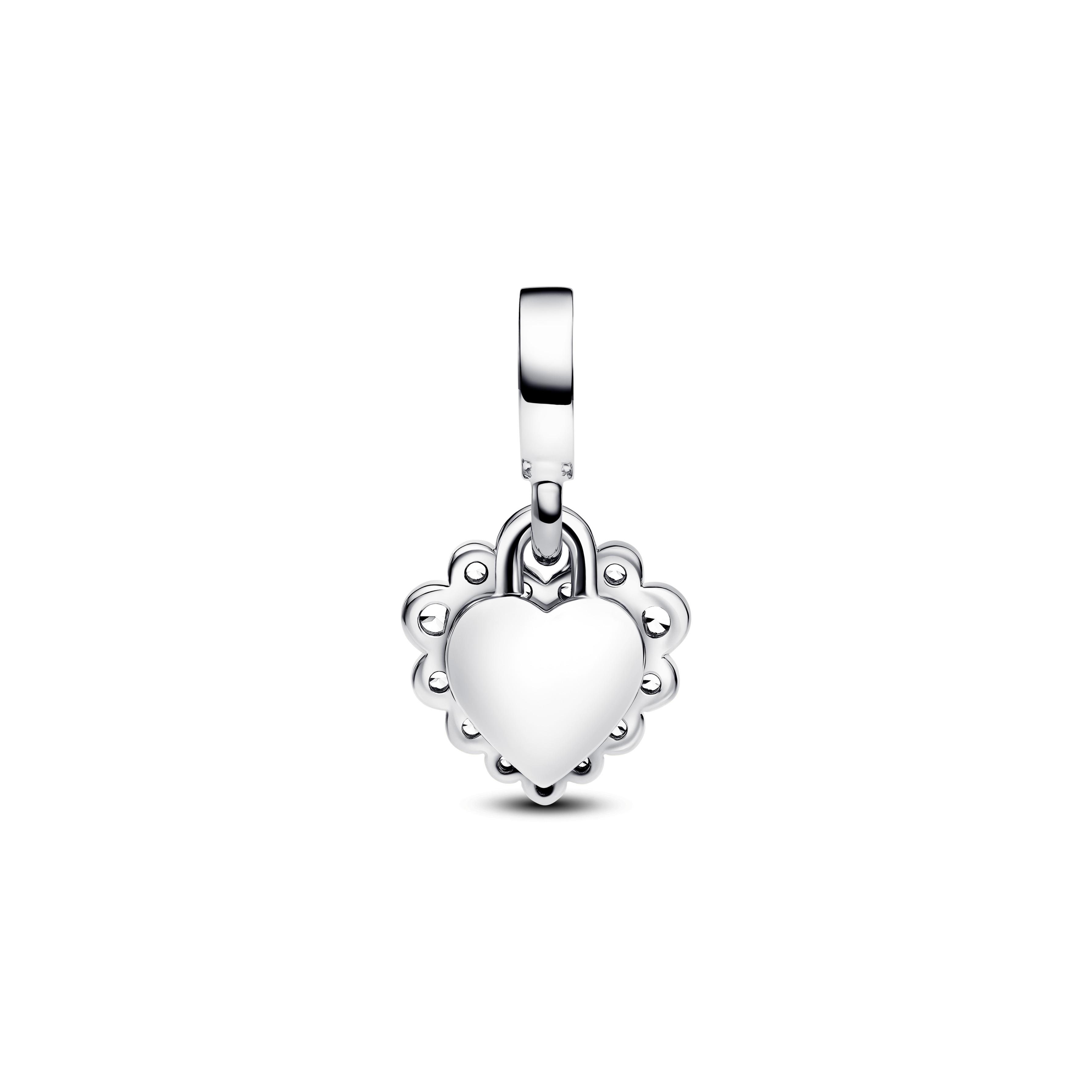 Heart sterling silver double dangle with clear cubic zirconia and transparent resin