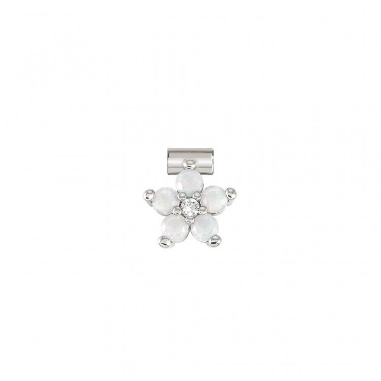 SEIMIA ed, FLORA in 925 sterling silver, stones and cz (LARGE FLOWERS) (022_WHITE OPAL)