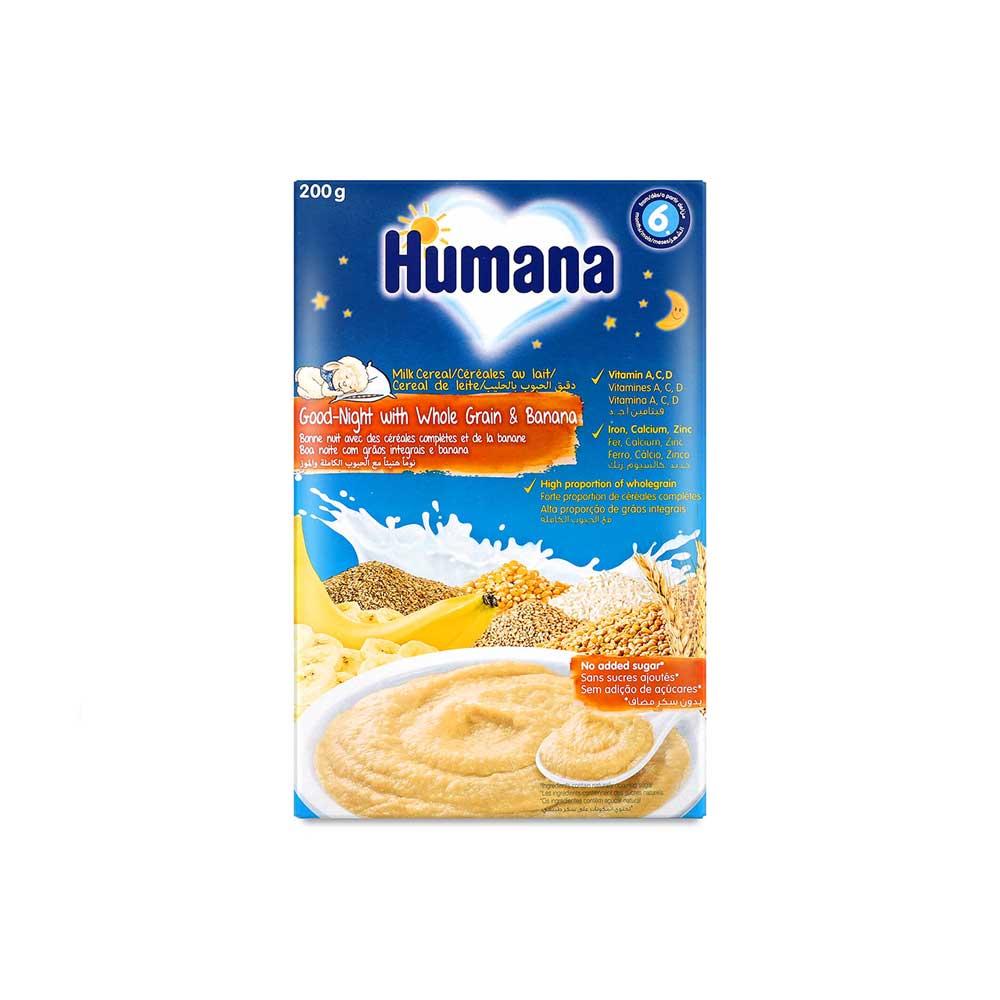 Каша Humana Сладкие сны молочная цельнозерновая с бананом 6м+ 200 гр