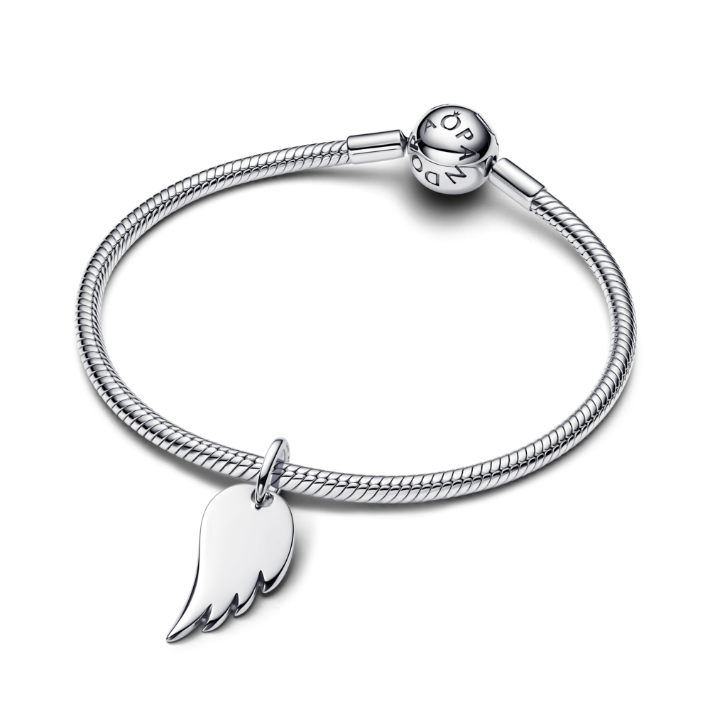 Engravable angel wing sterling silver pendant
