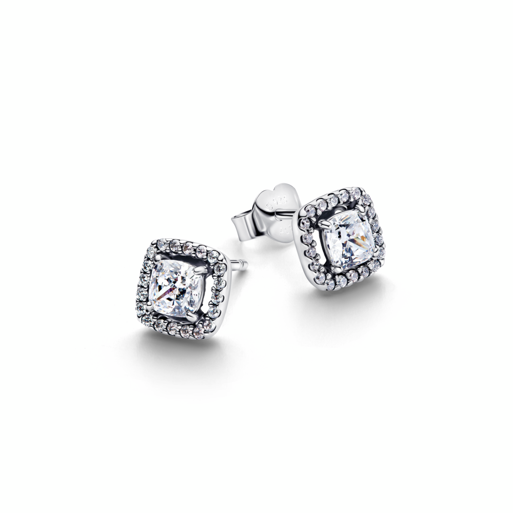 Sterling silver stud earrings with clear cubic zirconia
